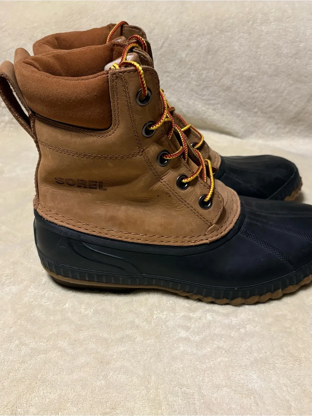 Sorel Men's Brown and Black Waterproof Lace-Up Duck Boots